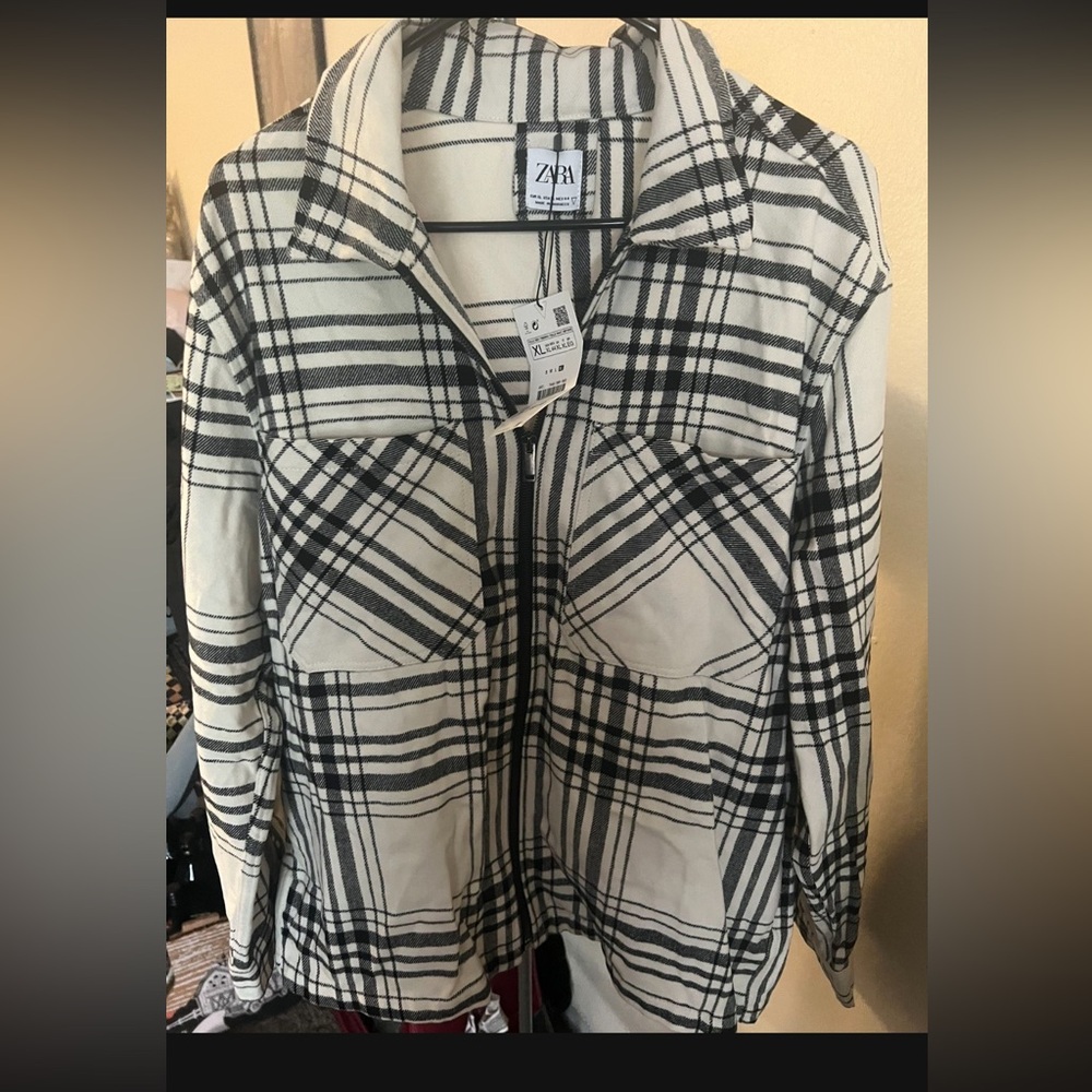 Zara Monochrome Checkered Jacket